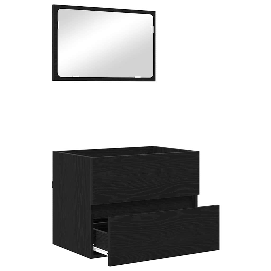 vidaXL Badezimmermöbel-Set mit Schubladen 2 pcs Schwarz Eichen-Optik