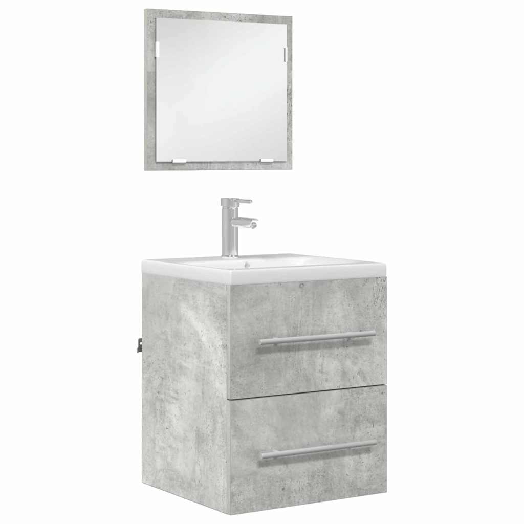 vidaXL Badezimmermöbel-Set Grau 41 x 38,5 x 48 cm Sperrholz und Metall