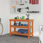 vidaXL Werkbank Wachsbraun 110,5 x 50 x 80 cm Massivholz Kiefer