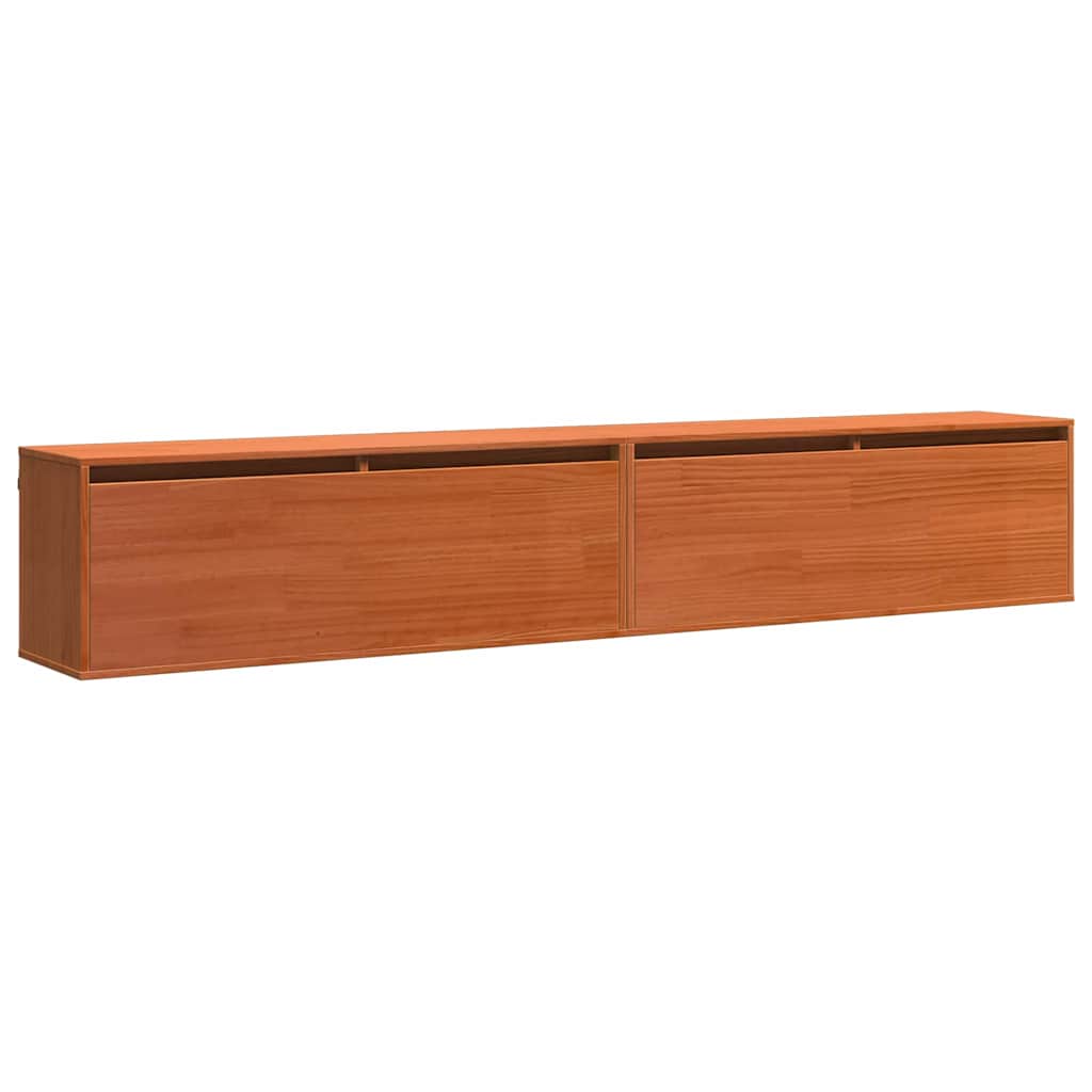 vidaXL Wandschrank mit Regal mit Tür Wachsbraun Massives Kiefernholz