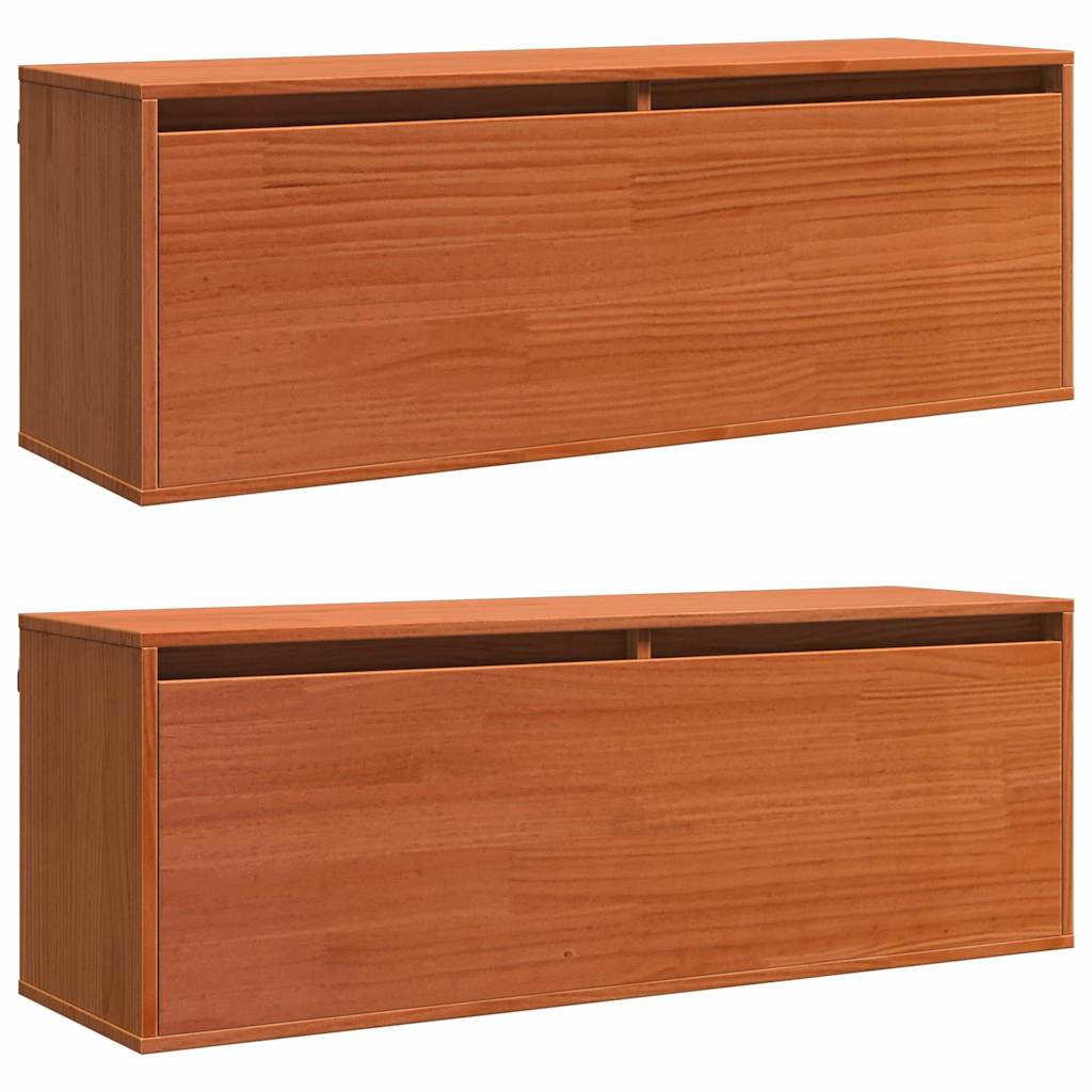 vidaXL Wandschrank mit Regal mit Tür Wachsbraun Massives Kiefernholz