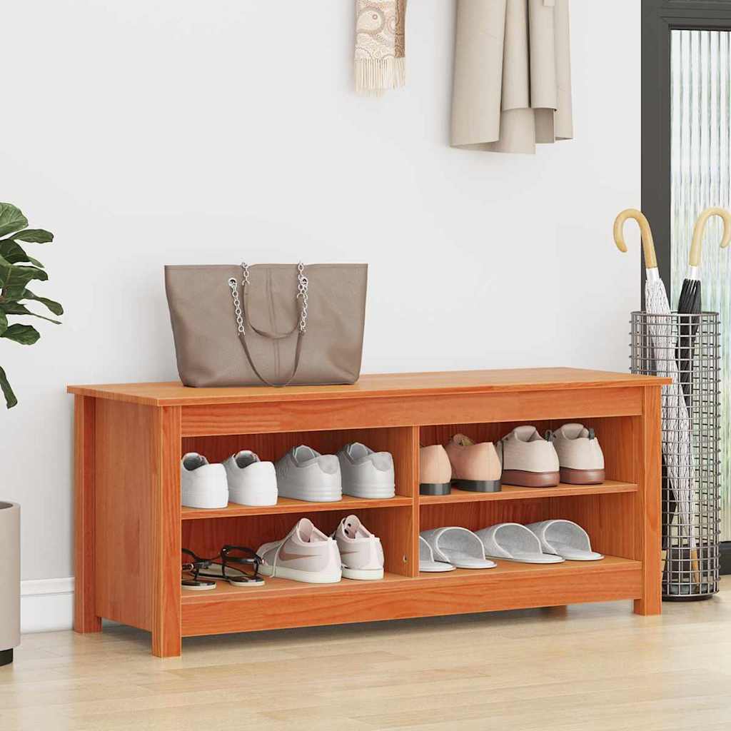 vidaXL Sitzbank mit Stauraum mit Regal Wachsbraun 110 x 38 x 45,5 cm