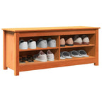 vidaXL Sitzbank mit Stauraum mit Regal Wachsbraun 110 x 38 x 45,5 cm