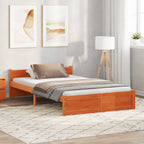 vidaXL Bettrahmen mit Kopfteil Wachsbraun 195,5 x 125,5 x 51 cm