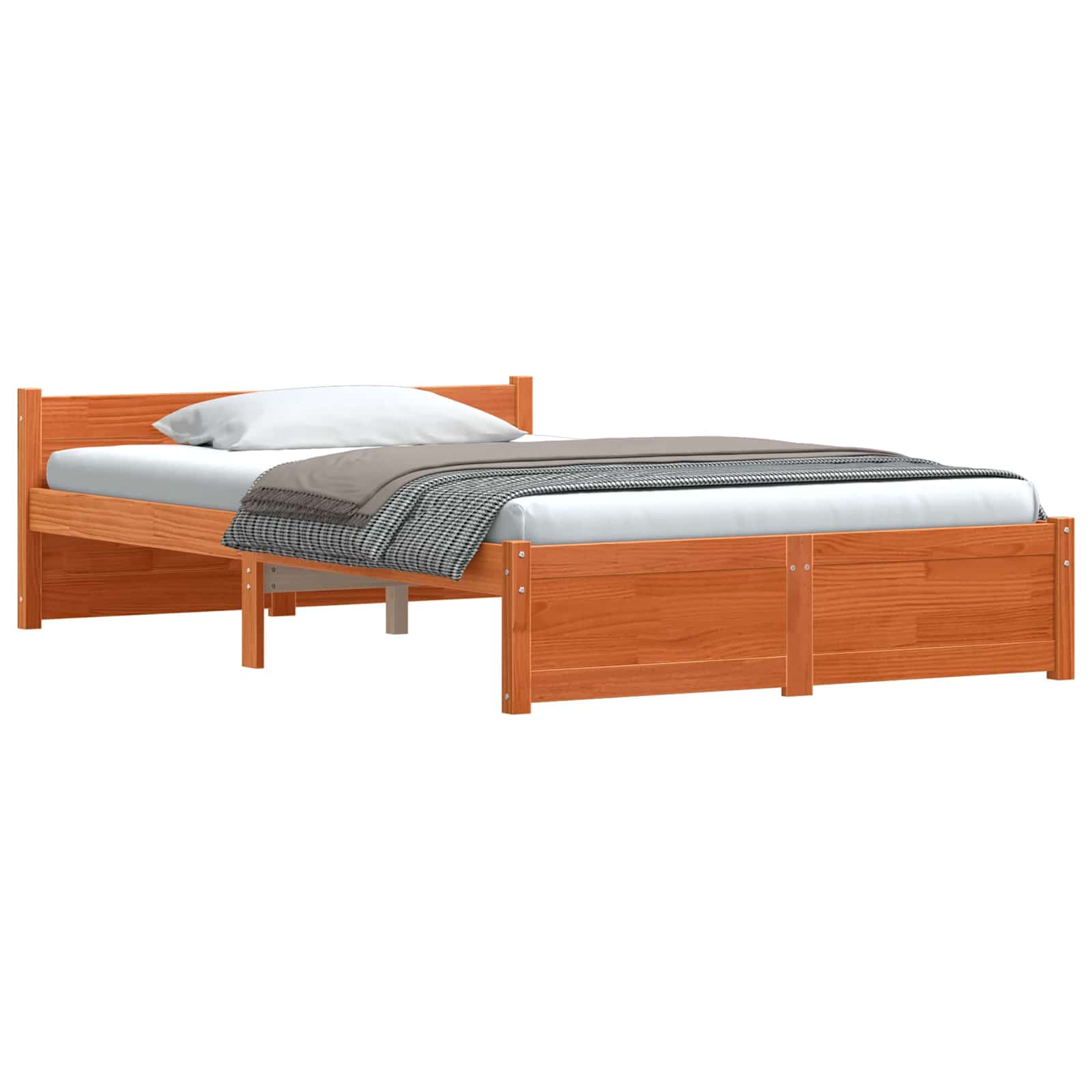 vidaXL Bettrahmen mit Kopfteil Wachsbraun 195,5 x 125,5 x 51 cm