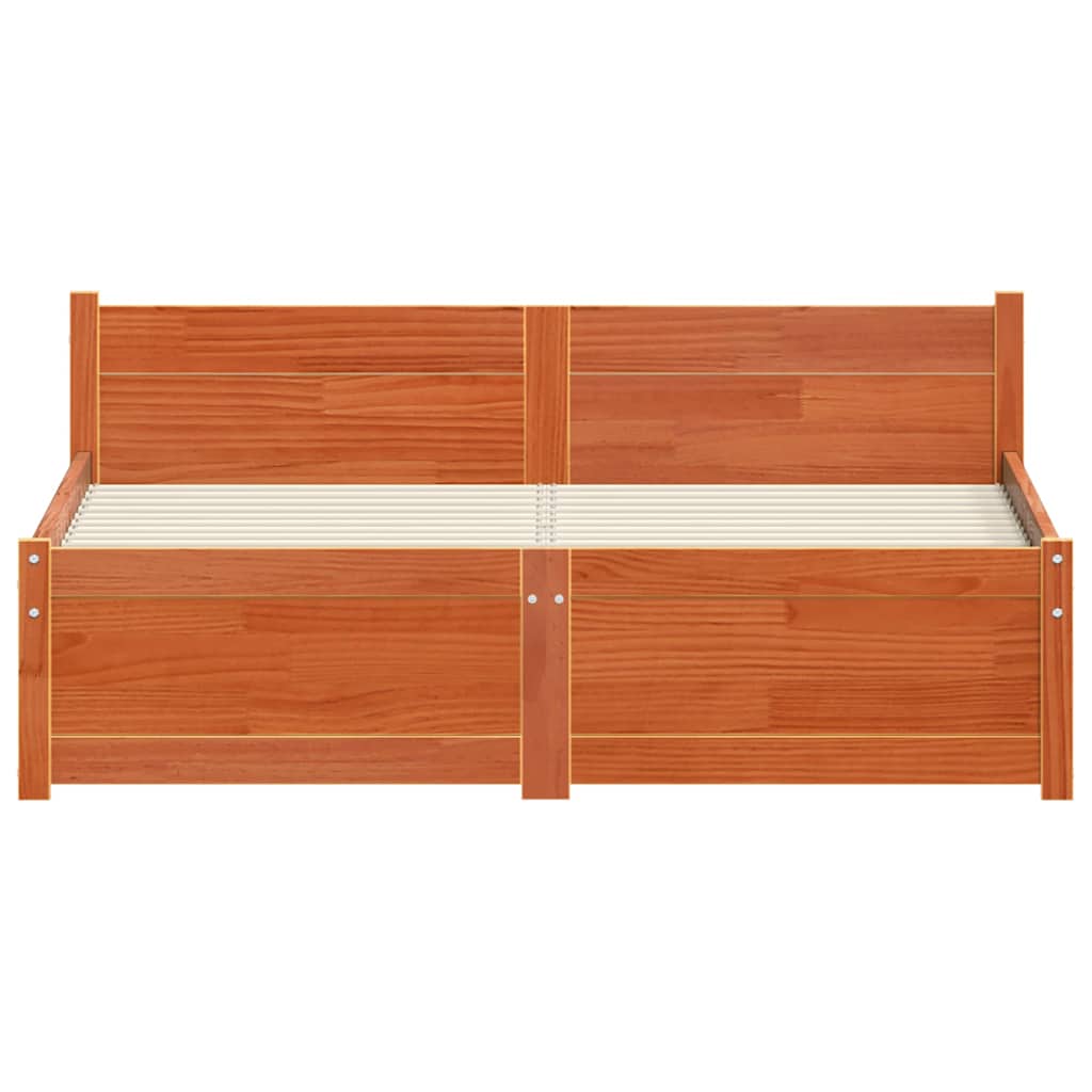 vidaXL Bettrahmen mit Kopfteil Wachsbraun 195,5 x 125,5 x 51 cm