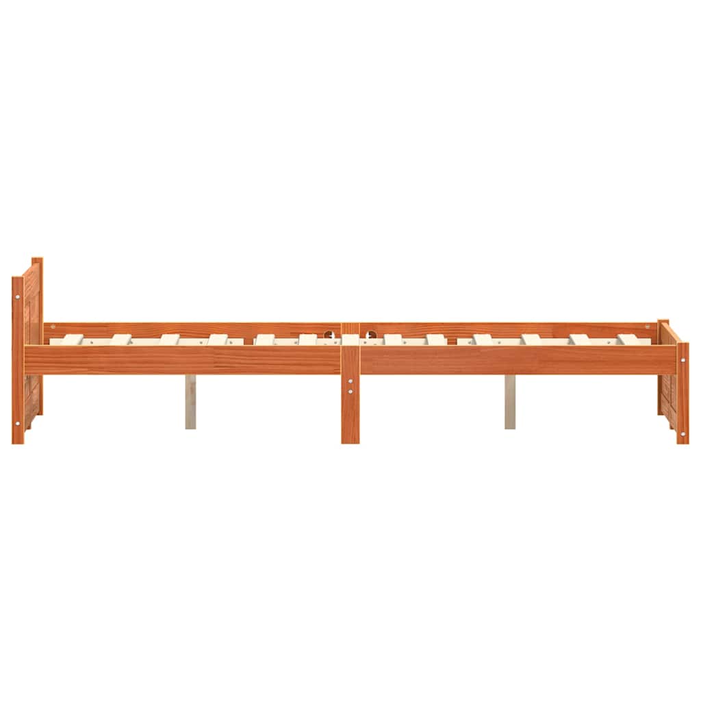 vidaXL Bettrahmen mit Kopfteil Wachsbraun 195,5 x 125,5 x 51 cm