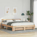 vidaXL Bettrahmen mit Kopfteil Braun 200 x 200 cm Massives Kiefernholz