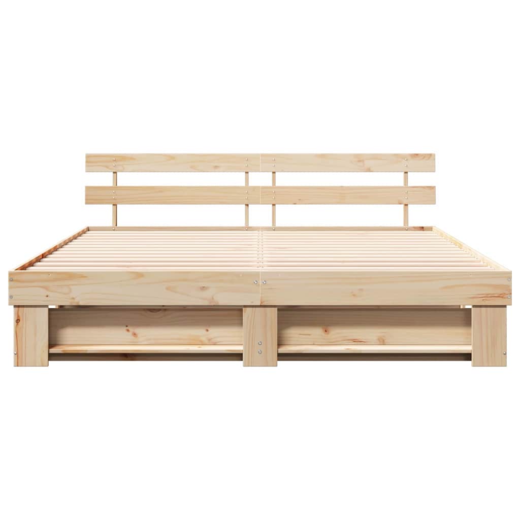 vidaXL Bettrahmen mit Kopfteil Braun 200 x 200 cm Massives Kiefernholz