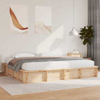 vidaXL Bettrahmen Braun 200 x 200 cm Massives Kiefernholz