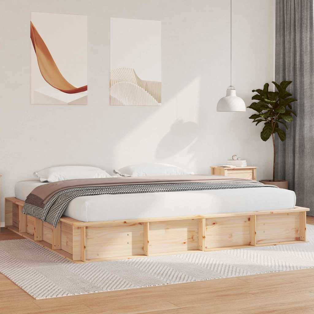 vidaXL Bettrahmen Braun 200 x 200 cm Massives Kiefernholz