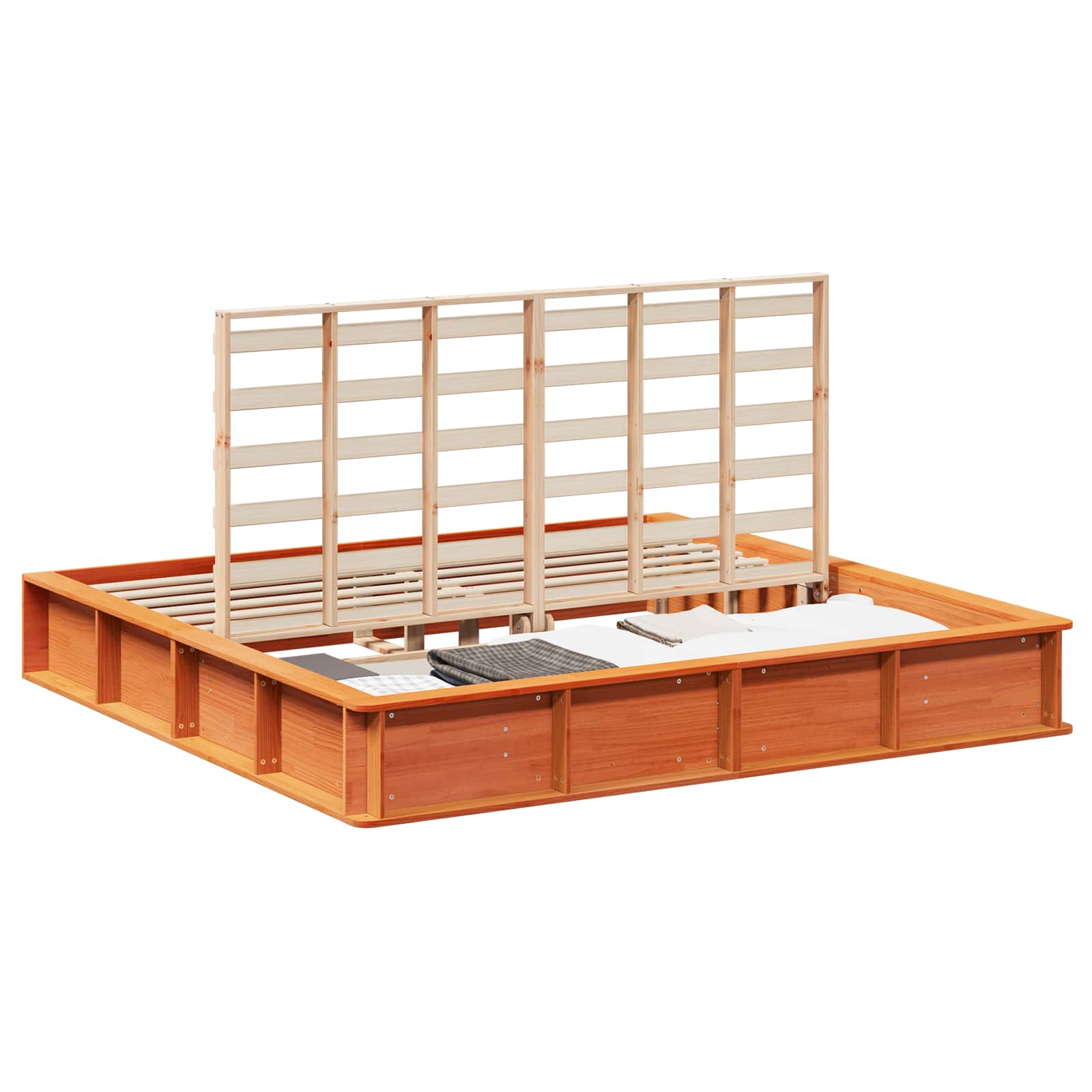 vidaXL Bettrahmen Wachsbraun 200 x 200 cm Massives Kiefernholz