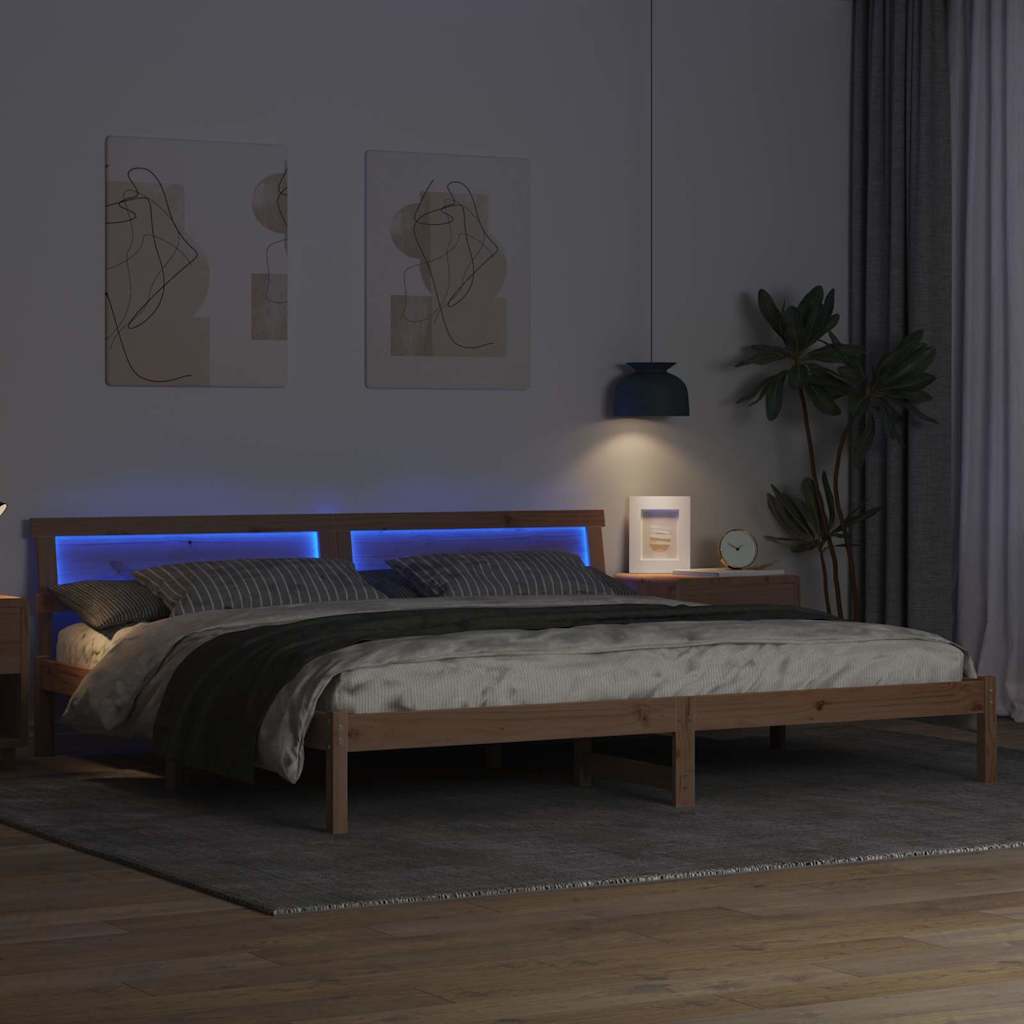 vidaXL Bettgestell mit Kopfteil Braun 200 x 200 cm Massivholz Kiefer
