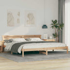 vidaXL Bettgestell mit Kopfteil Braun 200 x 200 cm Massivholz Kiefer