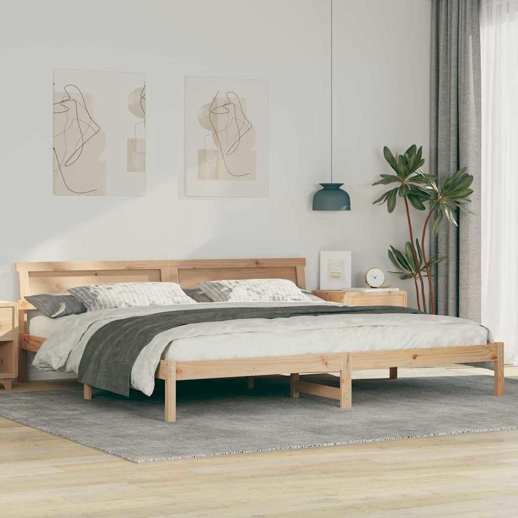 vidaXL Bettgestell mit Kopfteil Braun 200 x 200 cm Massivholz Kiefer