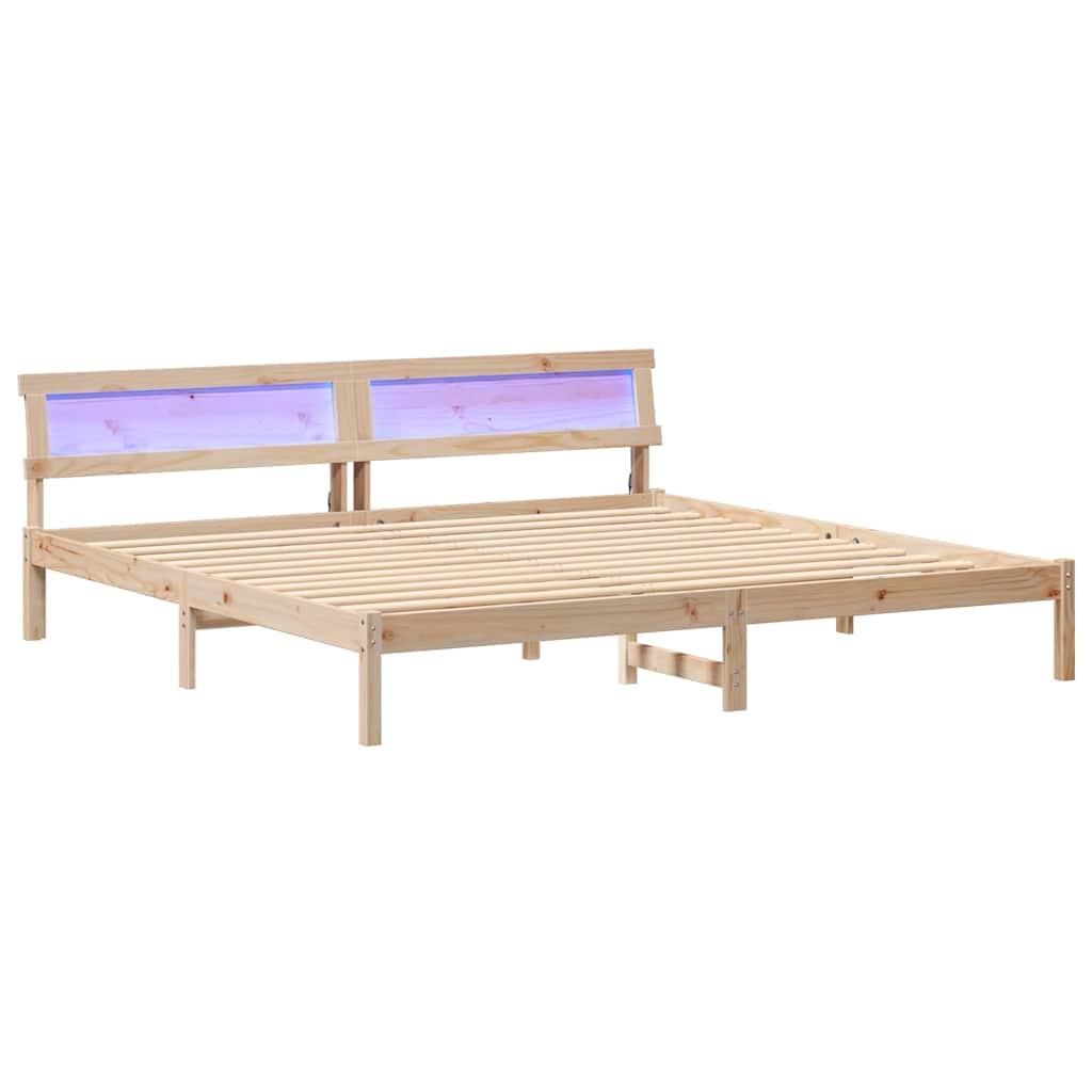 vidaXL Bettgestell mit Kopfteil Braun 200 x 200 cm Massivholz Kiefer