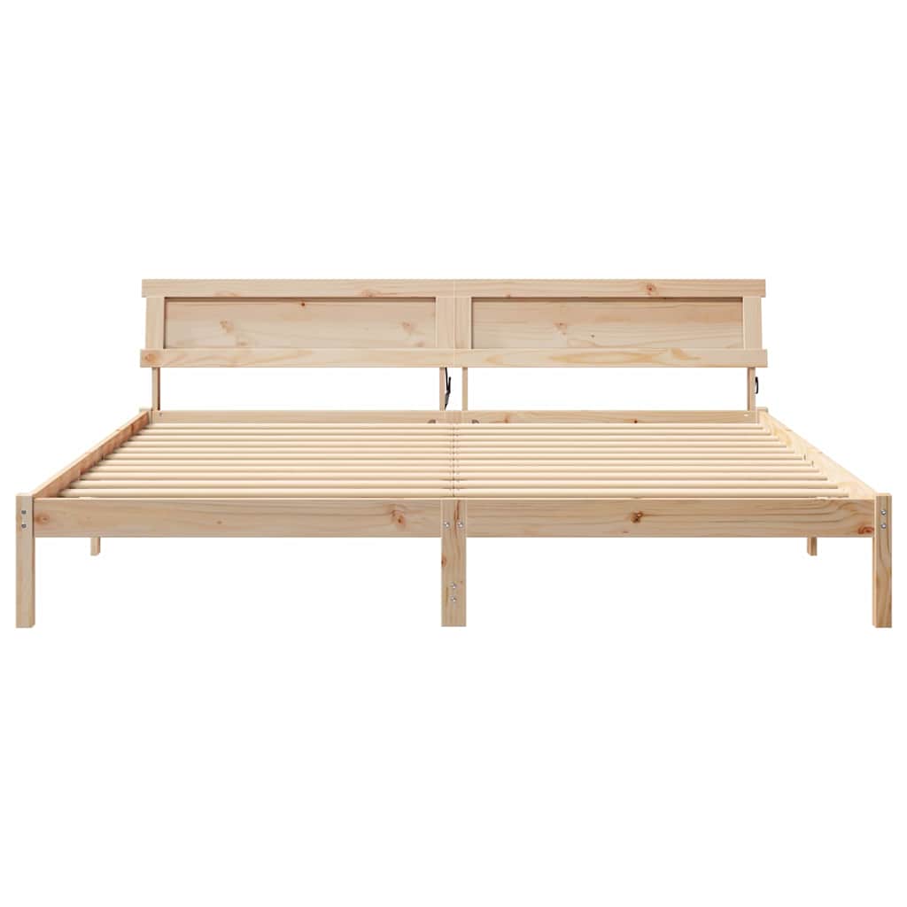 vidaXL Bettgestell mit Kopfteil Braun 200 x 200 cm Massivholz Kiefer