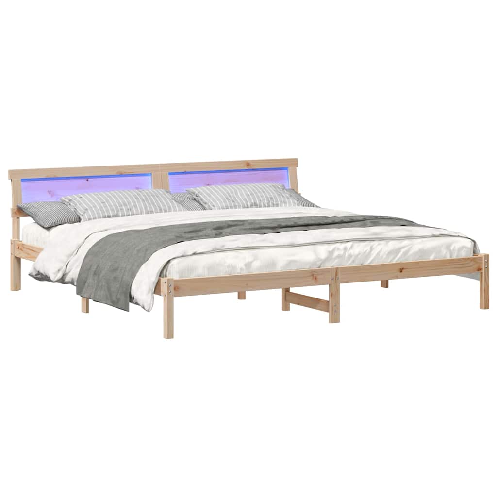 vidaXL Bettgestell mit Kopfteil Braun 200 x 200 cm Massivholz Kiefer