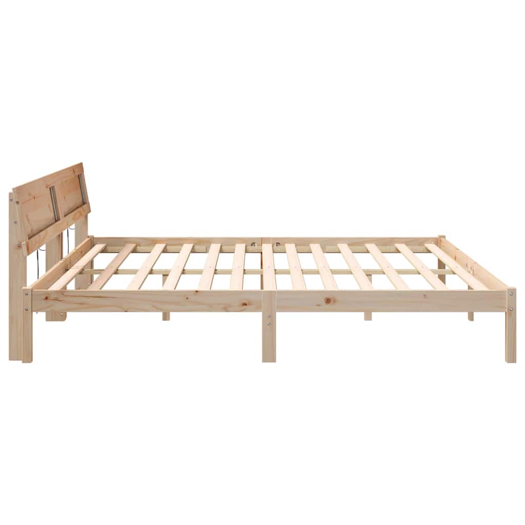vidaXL Bettgestell mit Kopfteil Braun 200 x 200 cm Massivholz Kiefer