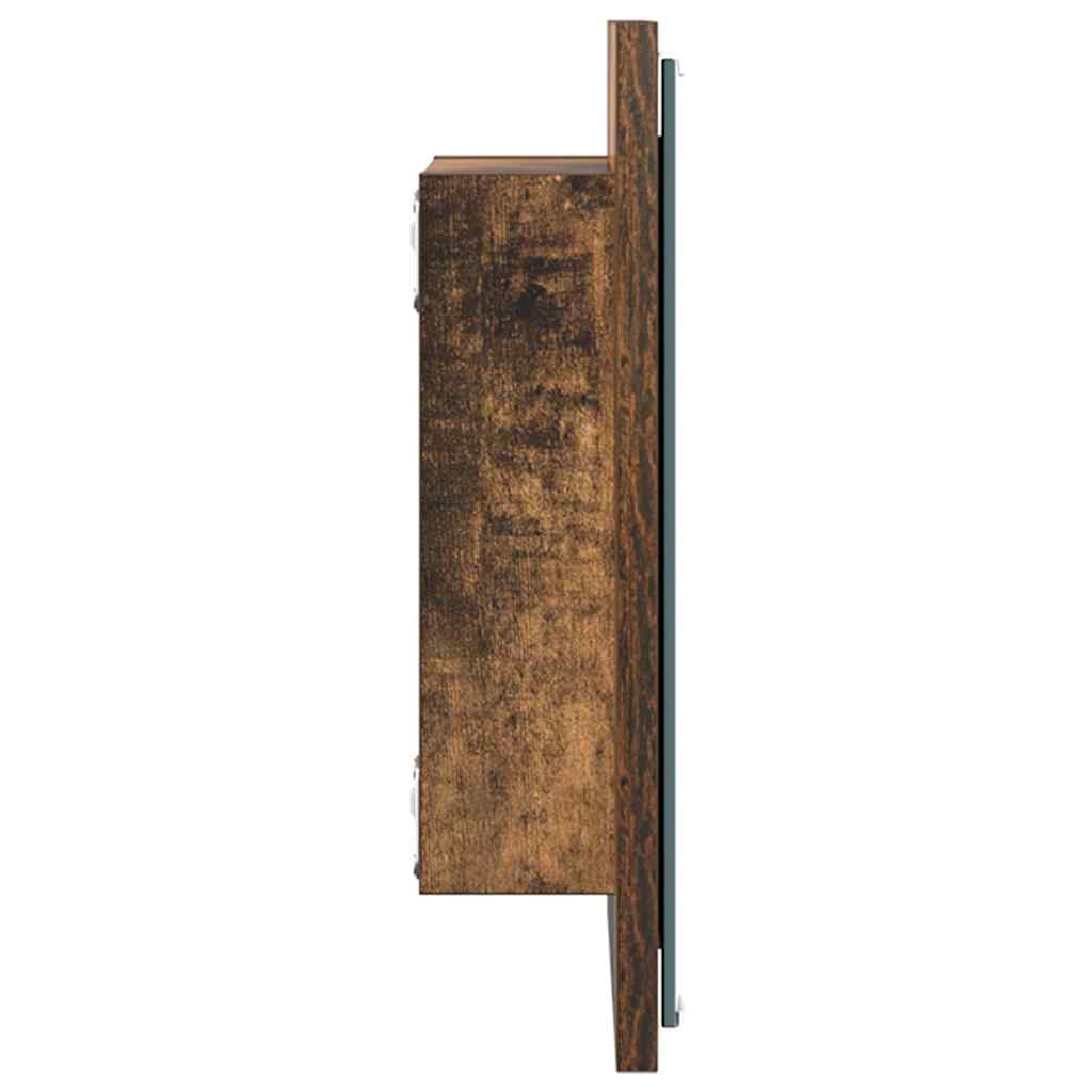 vidaXL LED-Badezimmerspiegel Geräucherte Eiche 40 x 37 x 8.5 cm