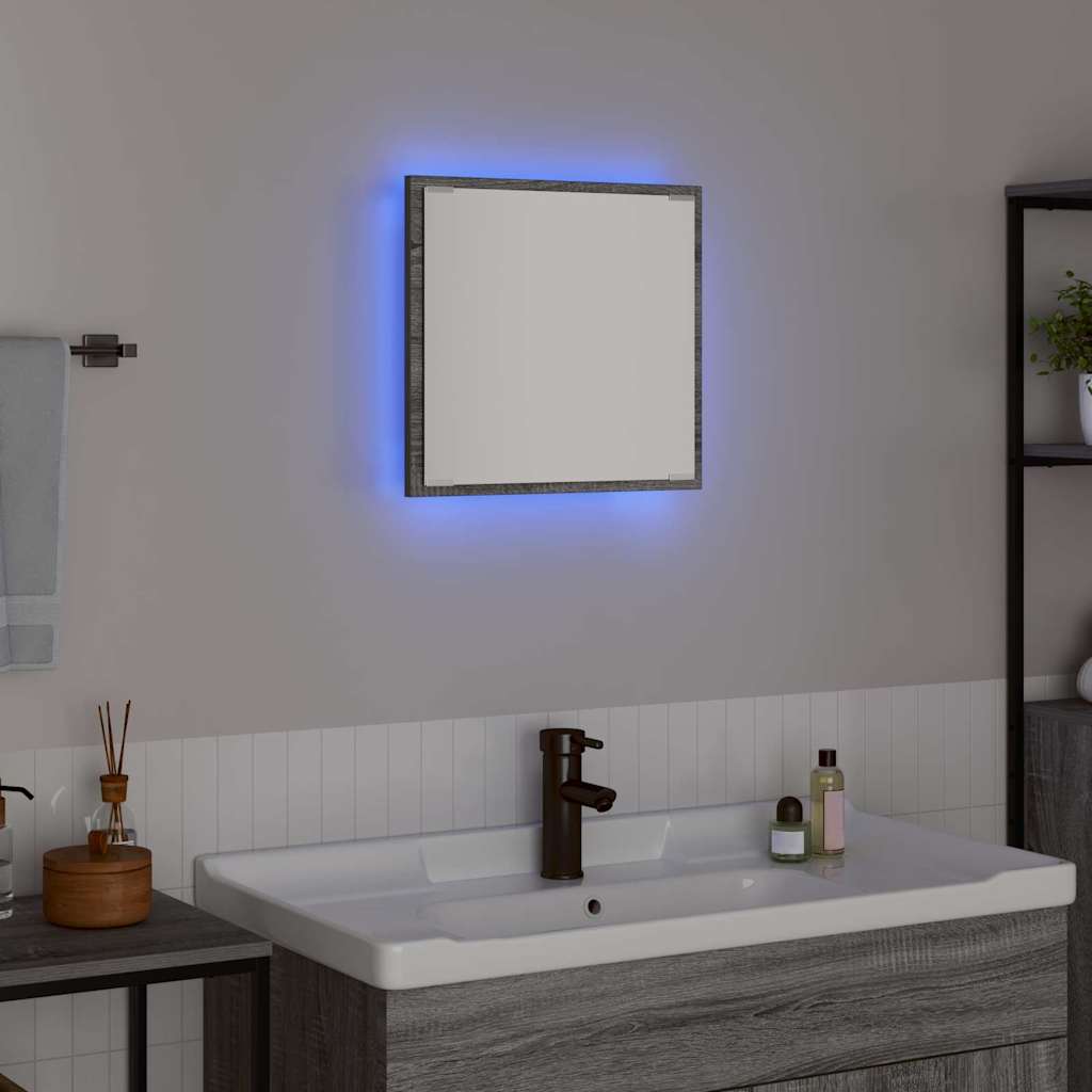 vidaXL LED-Badezimmerspiegel Graues Sonoma 40 x 37 x 8.5 cm