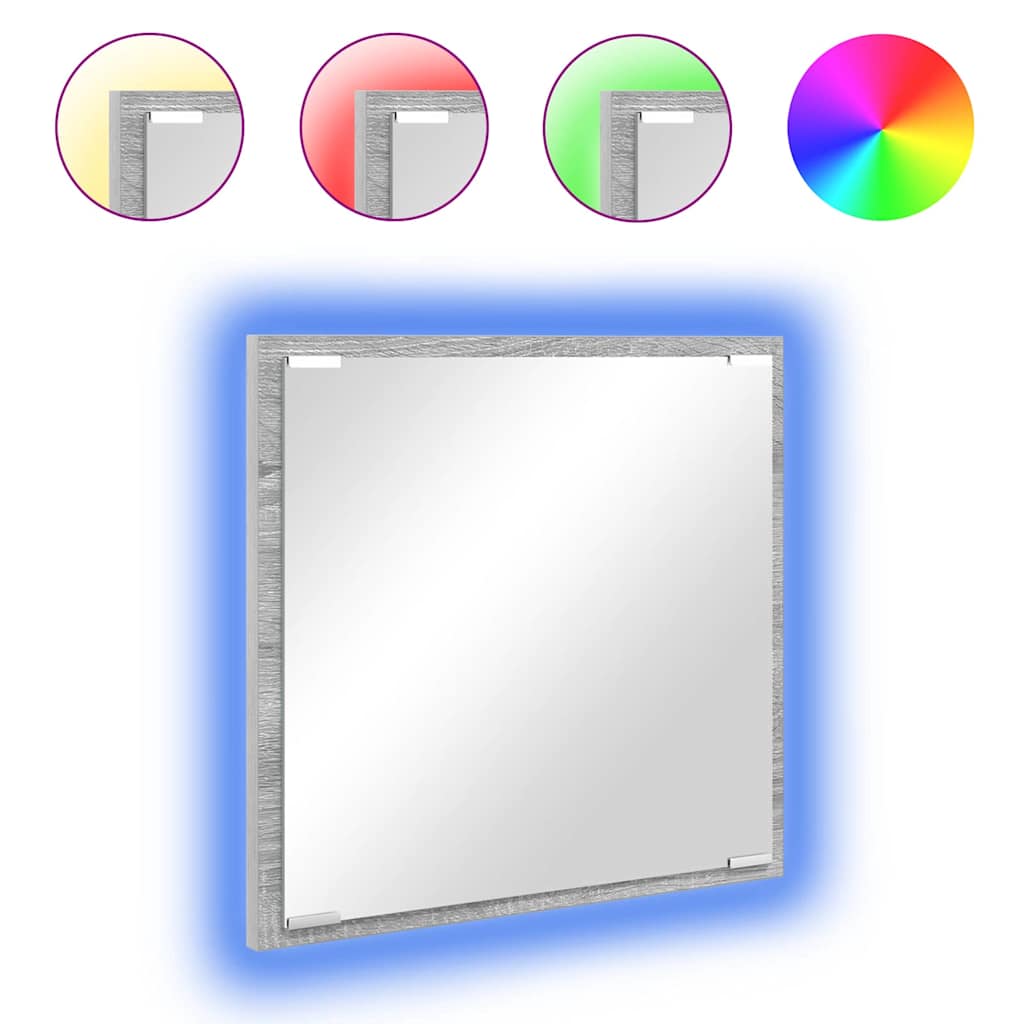vidaXL LED-Badezimmerspiegel Graues Sonoma 40 x 37 x 8.5 cm