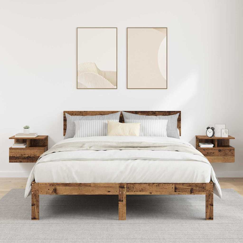 vidaXL Schwebender Nachttisch 2 pcs Altholz 40 x 31 x 28 cm