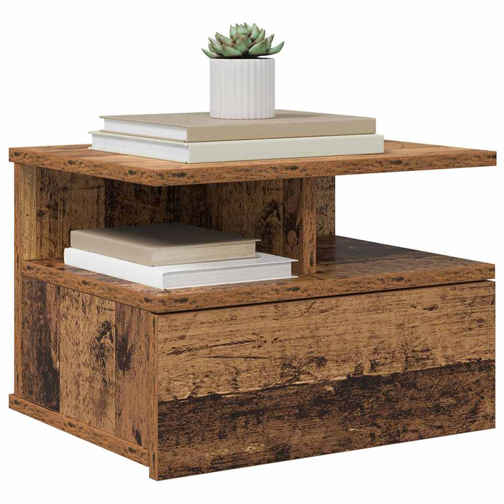 vidaXL Schwebender Nachttisch 2 pcs Altholz 40 x 31 x 28 cm