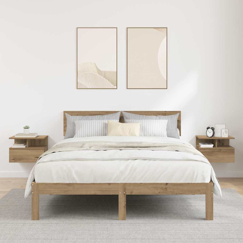 vidaXL Schwebender Nachttisch 2 pcs Artisan-Eiche 40 x 31 x 28 cm