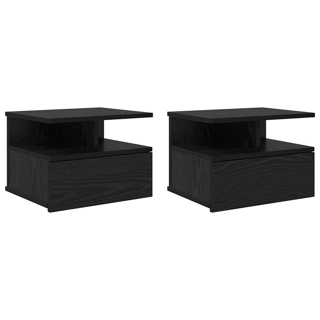 vidaXL Schwebender Nachttisch 2 pcs Schwarz Eichen-Optik Holzwerkstoff