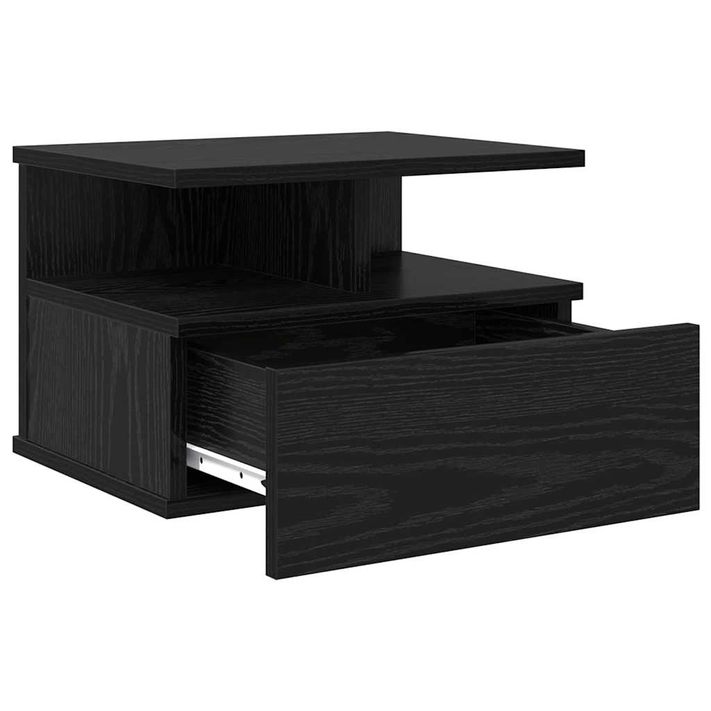 vidaXL Schwebender Nachttisch 2 pcs Schwarz Eichen-Optik Holzwerkstoff