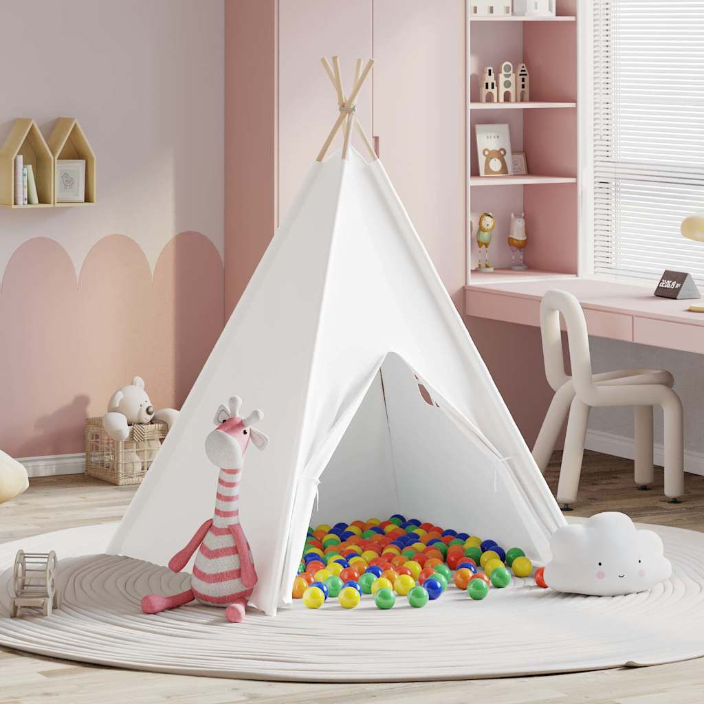 vidaXL Teepee Zelt Weiß 120 x 120 x 150 cm Stoff und Plastik