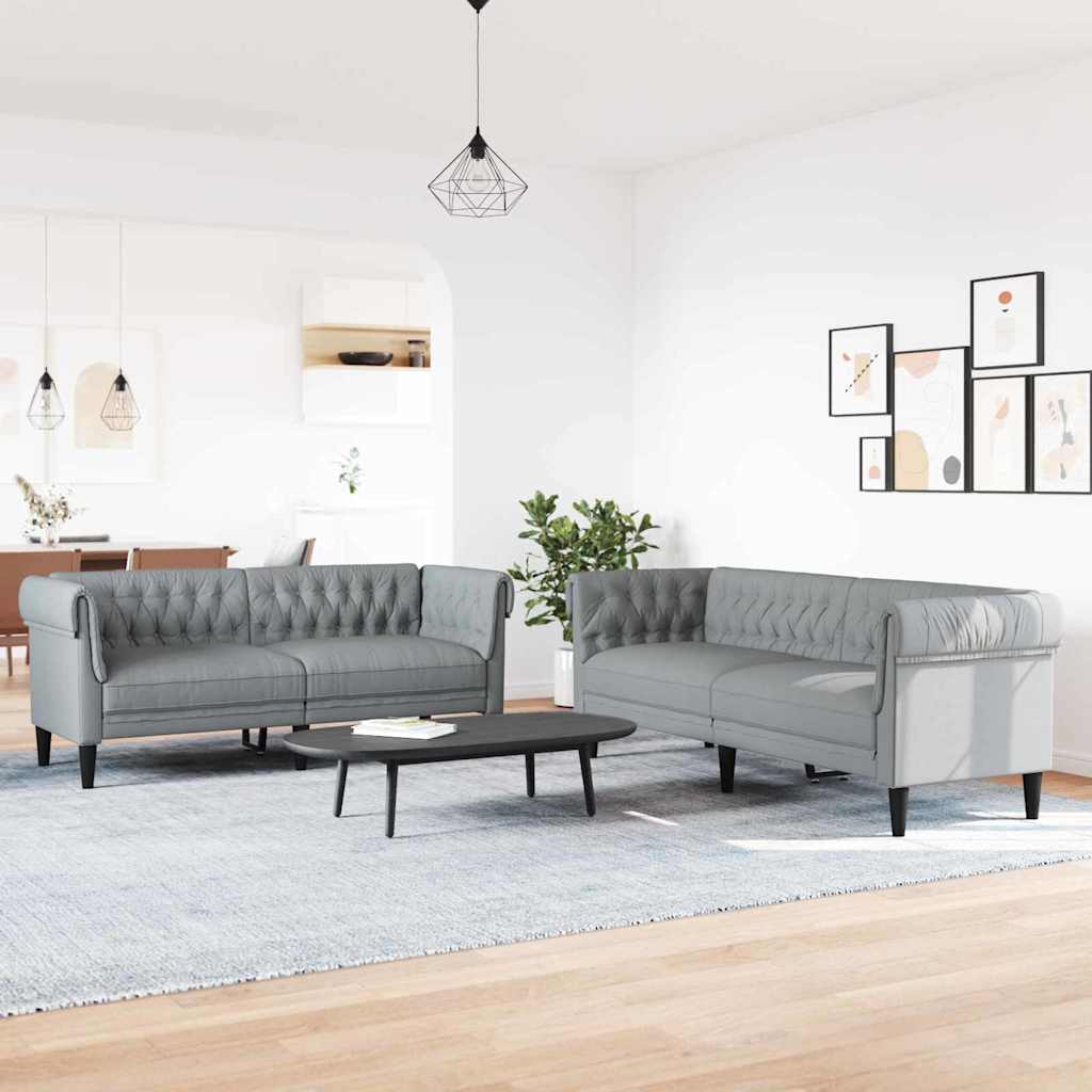 vidaXL Wohnzimmer Couch 2 pcs Hellgrau 201,5 x 74,5 x 74,5 cm Stoff
