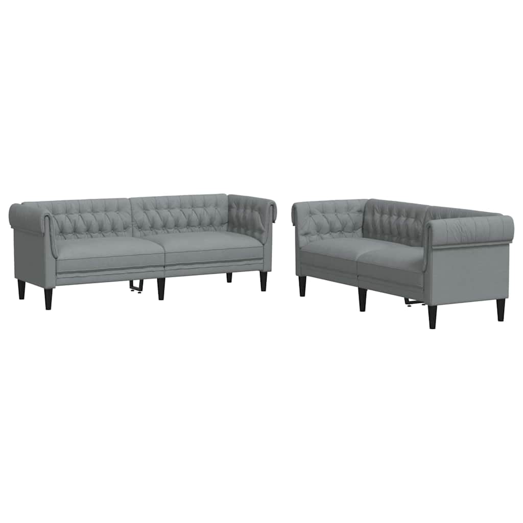 vidaXL Wohnzimmer Couch 2 pcs Hellgrau 201,5 x 74,5 x 74,5 cm Stoff