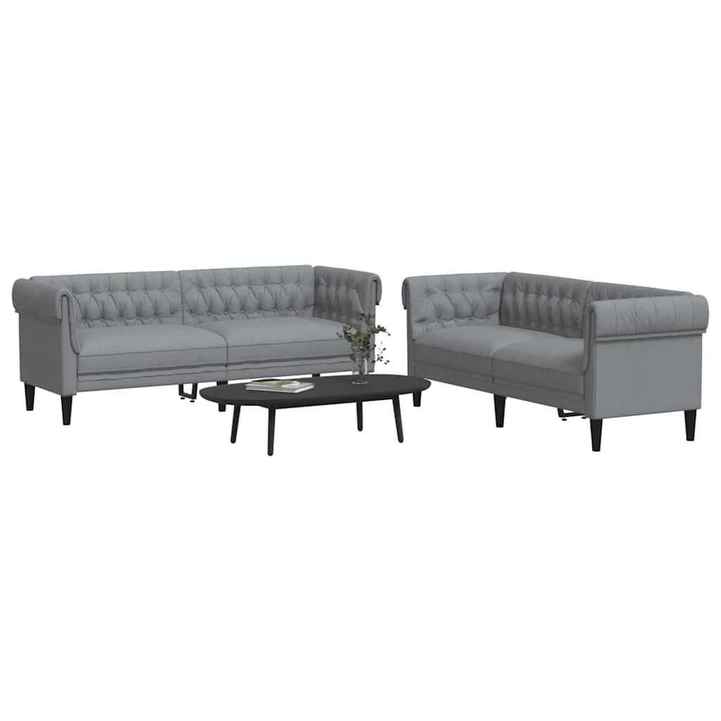 vidaXL Wohnzimmer Couch 2 pcs Hellgrau 201,5 x 74,5 x 74,5 cm Stoff