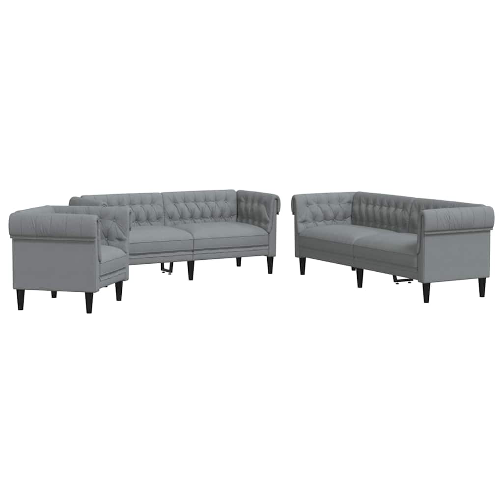 vidaXL Wohnzimmer Couch 3 pcs Hellgrau 201,5 x 74,5 x 74,5 cm Stoff
