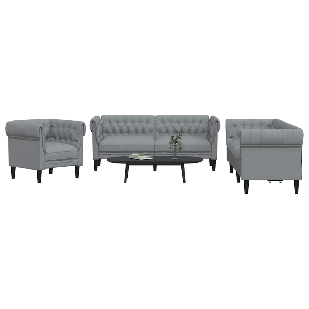 vidaXL Wohnzimmer Couch 3 pcs Hellgrau 201,5 x 74,5 x 74,5 cm Stoff
