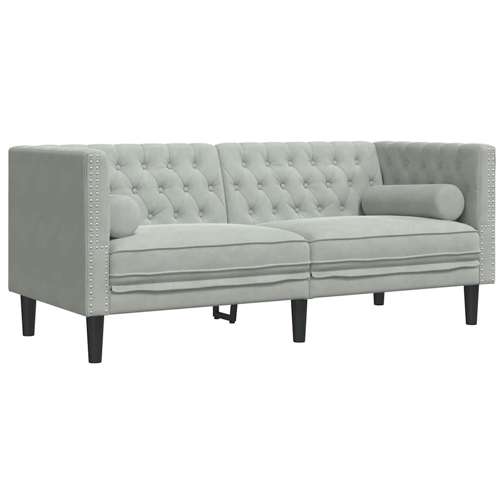 vidaXL Wohnzimmer Couch 2 pcs Hellgrau 194 x 74,5 x 70,5 cm Samt