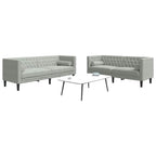 vidaXL Wohnzimmer Couch 2 pcs Hellgrau 194 x 74,5 x 70,5 cm Samt