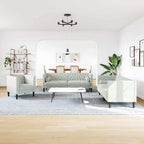 vidaXL Wohnzimmer Couch 3 pcs Hellgrau 194 x 74,5 x 70,5 cm Samt