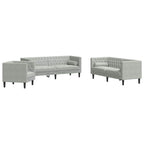 vidaXL Wohnzimmer Couch 3 pcs Hellgrau 194 x 74,5 x 70,5 cm Samt