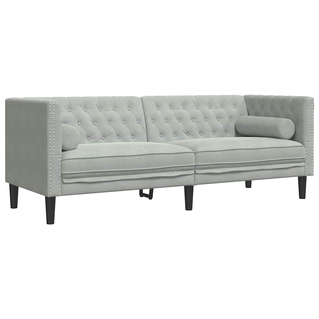 vidaXL Wohnzimmer Couch 3 pcs Hellgrau 194 x 74,5 x 70,5 cm Samt