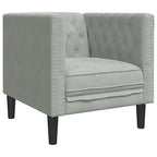 vidaXL Wohnzimmer Couch 3 pcs Hellgrau 194 x 74,5 x 70,5 cm Samt