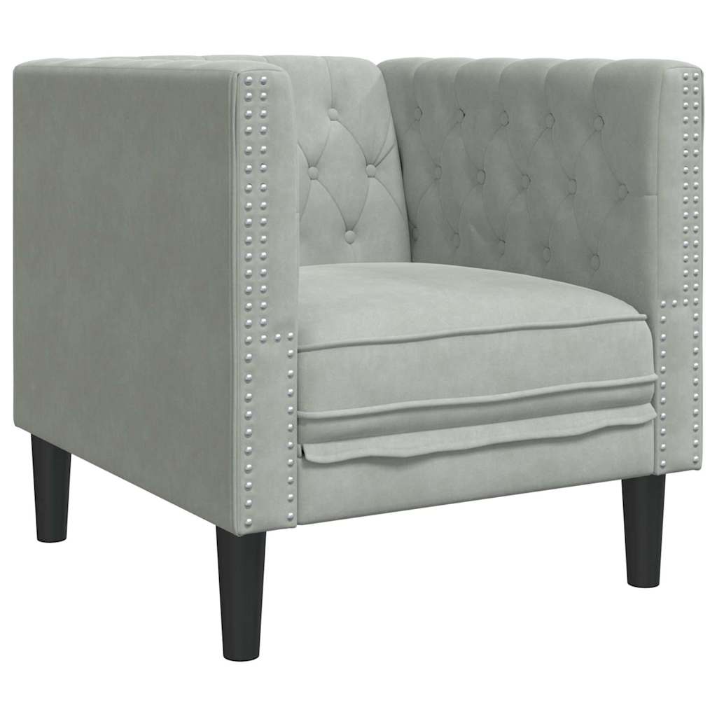 vidaXL Wohnzimmer Couch 3 pcs Hellgrau 194 x 74,5 x 70,5 cm Samt