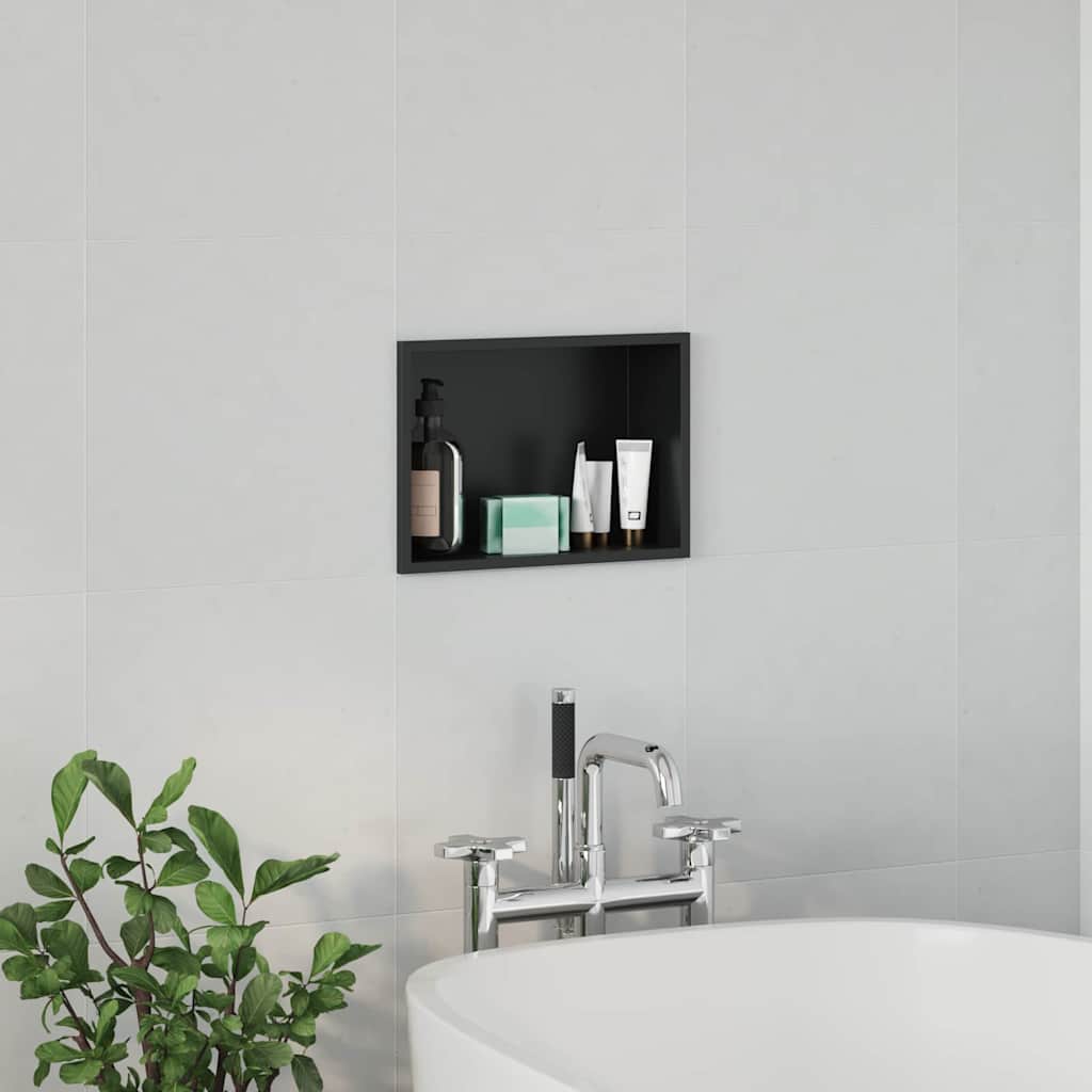 vidaXL Duschnische Schwarz 30 x 20 x 9,5 cm Edelstahl