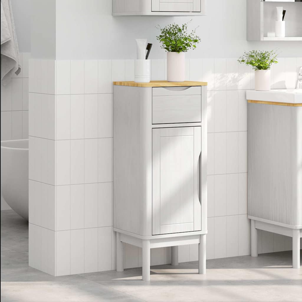 vidaXL Badezimmerschrank FLORO Weiß 35 x 30 x 90 cm Massivholz Kiefer