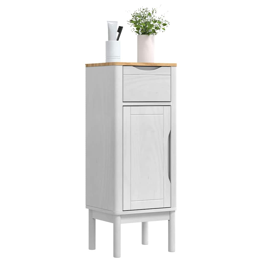 vidaXL Badezimmerschrank FLORO Weiß 35 x 30 x 90 cm Massivholz Kiefer