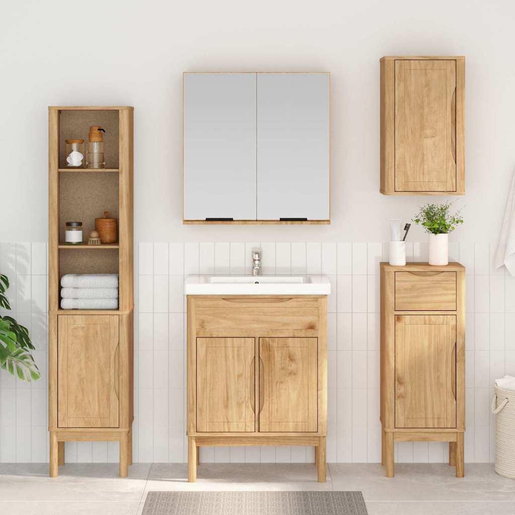 vidaXL Bad hoher Schrank mit Regal FLORO Wachsbraun 35 x 30 x 160 cm