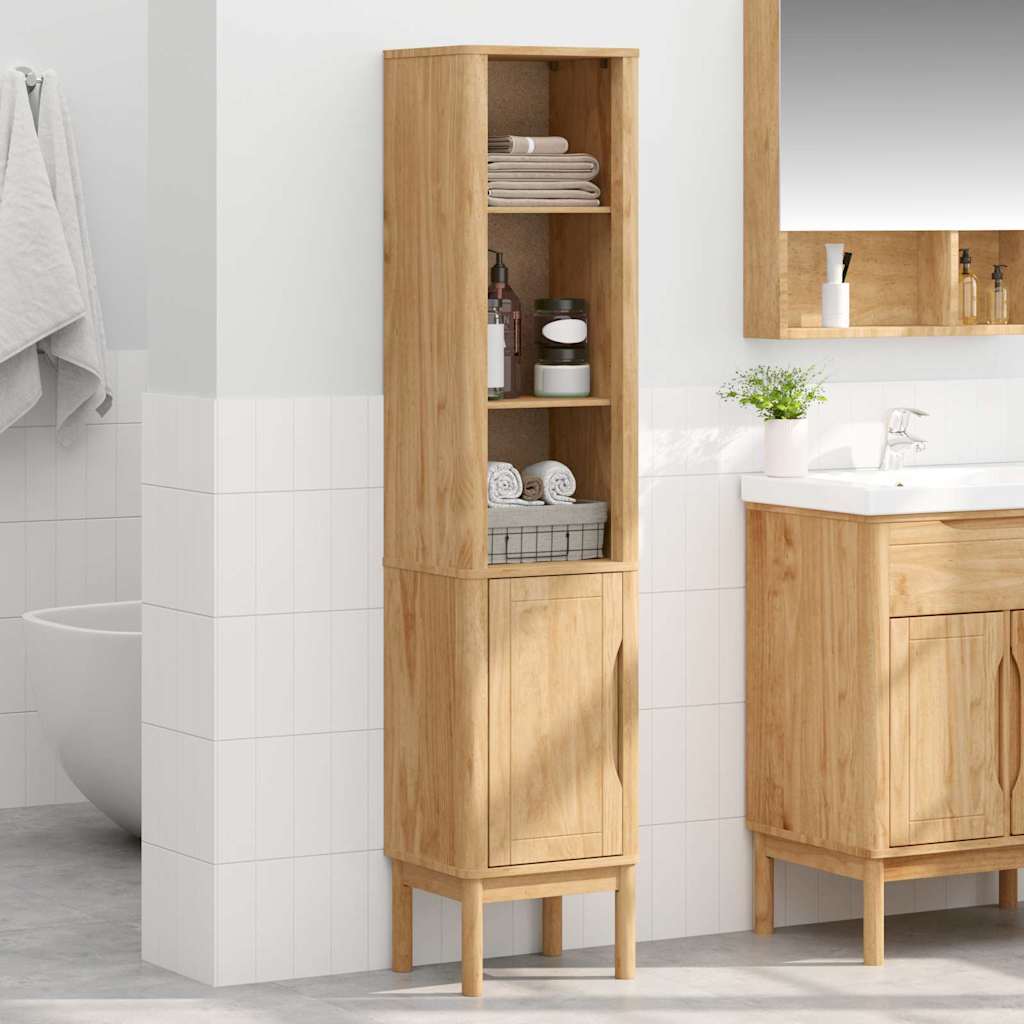 vidaXL Bad hoher Schrank mit Regal FLORO Wachsbraun 35 x 30 x 160 cm