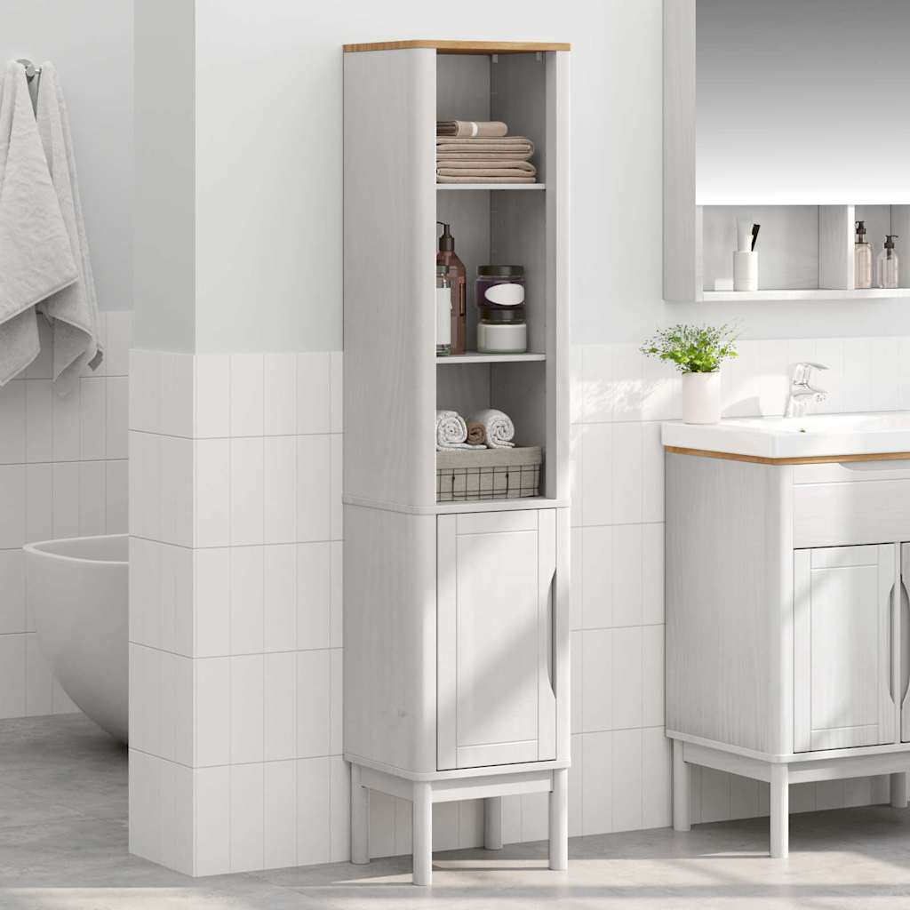 vidaXL Bad hoher Schrank FLORO Weiß 35 x 30 x 160 cm Massivholz Kiefer